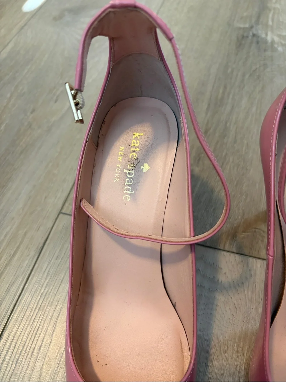 kate spade Pink Patent Pointed-Toe Pumps with Ankle Strap size 6.5